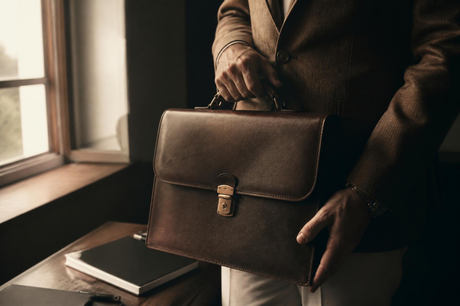 Consul Full Grain Briefcase — Full Grain Leather in Espresso
